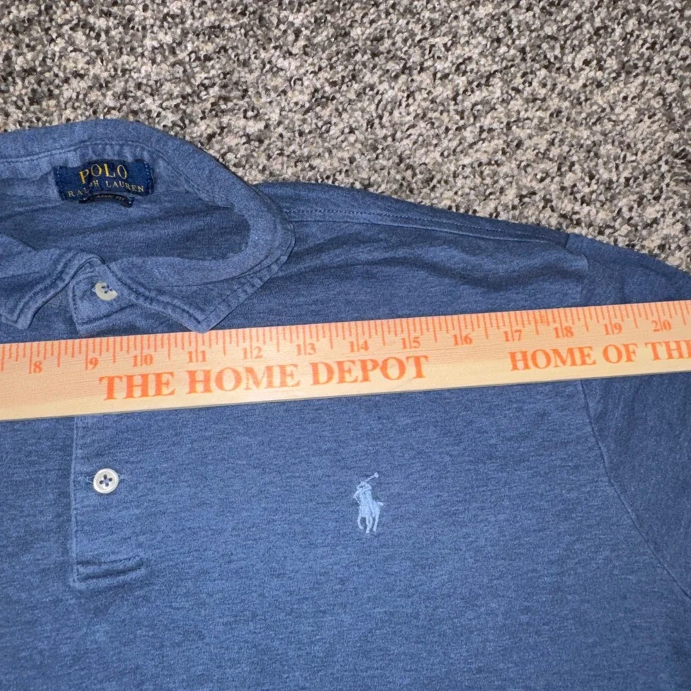 Polo Ralph Lauren Mens Large Blue Heathered Cotton Classic Fit Polo Shirt